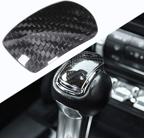 Gear Shift Knob Cover Trim, Carbon Fiber Car Gear Shift Knob Cover Trim Decoration Fit for Mustang 2014-2018...