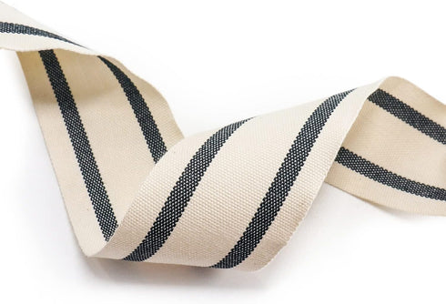CT CRAFT LLC Ivory Cotton Black Stripes Ribbon 1.5" x 10 Yards for Home Décor Gift Present Wrapping DIY Crafts Birthday Wedding Bouquet Christmas...