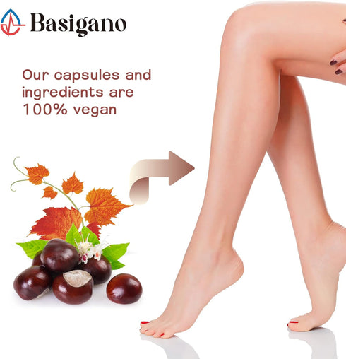 Red Vine Leaf & Horse Chestnut Extract Capsule Supplements (Vitis Vinifera) 1500mg -Premium Extract for Healthy Veins, Circulation, Heart, Skin...