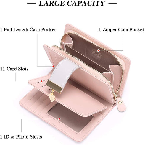 BAIGIO Wristlet Wallets for Women Leather Wallets Bifold Wallet RFID Clutch Wallet for Women Card Holder Small Purse Lady...