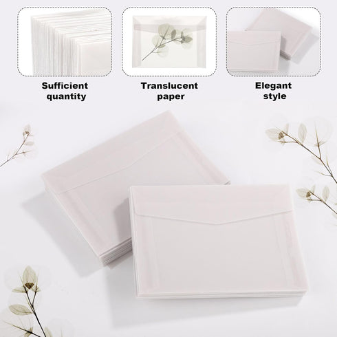 50pcs Glassine Envelopes, 3.94x2.76in Lottery Ticket Envelopes for Stamps, Storing Photos, Lottery Tickets, Badges, Postcards Clear Bags for Frien...