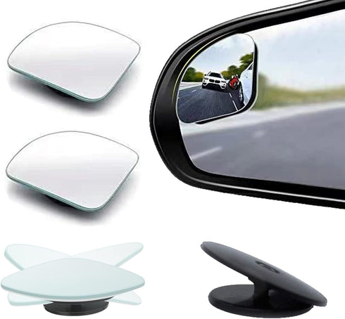 Car Blind Spot Mirror,HD Glass Frameless Convex Rotating Design,Rear View Mirror with wide angle Adjustable,Stick for Van SUV Trucks Universal (Fa...