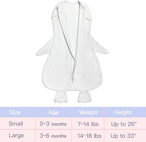 Sense-U Swaddle Blanket Adjustable Original Infant Baby Wrap Soft Cotton Star Floral Print (0-3m) (Penguin, Small)...