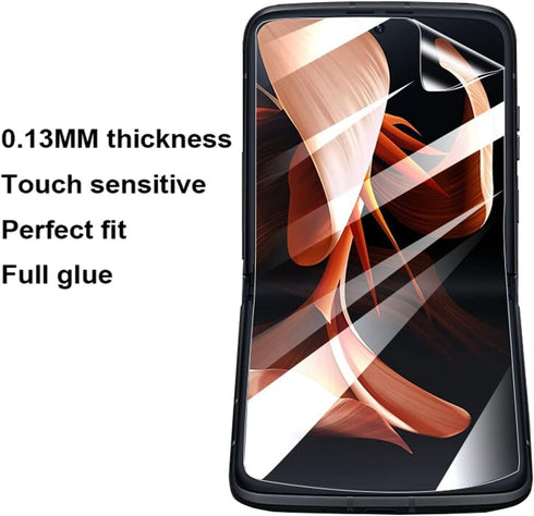 (2 Sets 4 Pack For Moto Razr Plus 2023 2 Pack Inner Screen Protector + 2 Pack Outer Screen Protector Soft TPU Film for Motorola Moto Razr+ 2023 (M...