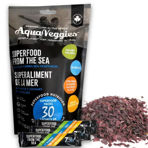 Aqua Veggies Organic Atlantic Dulse Superfood Seaweed – Hand-Harvested, Sun-Dried Superfood from Bay of Fundy – Rich in Iodine, B12 & Iron – 30 In...