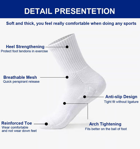 Hiflyer 5 Pairs Mens Athletic Socks Training Socks Men, Basketball Socks Men & Women, Thick Compression Sports Socks for Men & Women...