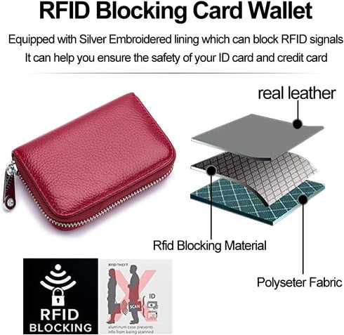 EASTNIGHTS RFID Credit Card Holder Genuine Leather Credit Card Wallet with Zipper...