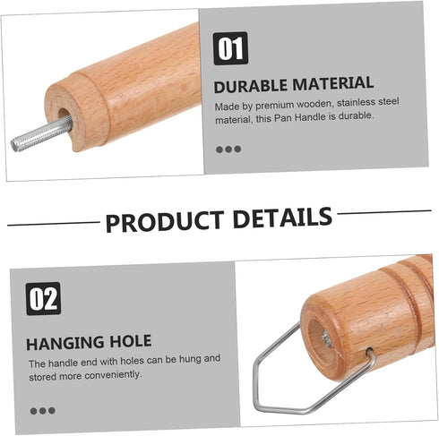 OSALADI Replacement Pot Handle 2pcs long handle removable handle grip pot side handle solid wood Pot handle cookware part cookware supplies wok wo...