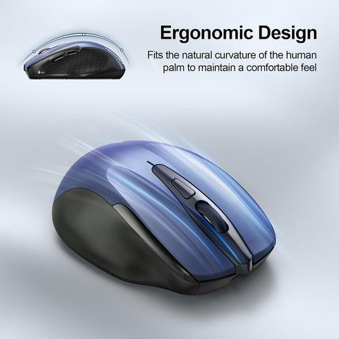 TECKNET Wireless Mouse (BT5.0/3.0 & 2.4G) Rechargeable 4800 DPI Silent Mouse 8 Buttons Bluetooth Mouse, USB A Mouse Wide Compatibility - Blue...