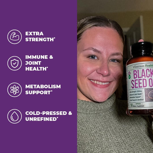 Black Seed Oil Capsules | Cold Pressed Blackseed Oil. Provides Vitamin E & Omega 3 6 9. High Potency (1500mg) for Joints, Immune Support, Antioxid...