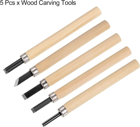 5pcs Wood Carving Knife Set Big/Mid/Small 65# Manganese Steel Hand Carving Tools Wood Chisels for Sculpting Woodworking...