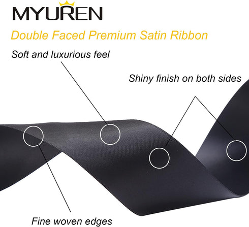 3/8 Inch Solid Satin Ribbon Black Double Face Satin Ribbon for Crafts, Gift Wrapping?Party Favor? Baby Shower?Invitation Embellishments?DIY Hair A...