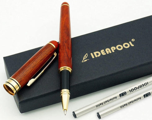 Genuine Rosewood Ballpoint Pen Writing Set - Extra 2 Black Ink Refills - Fancy Nice Gift Wooden Pen Set for Signature Executive Business Journalin...