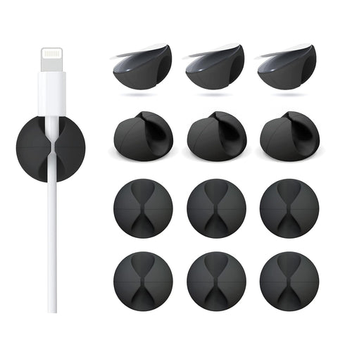 12 Pack Cable Clips, Znben Cord Organizer Holder Adhesive Cable Management Charger Wire Holder Clips for Desk, Home, Office, Car, Cubicle, Nightst...