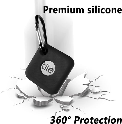 Silicone Case for Tile Pro (2018), Soft and Flexible, Scratch/Shock Resistant Silicone Cover with Carabiner for Tile Pro Tracker (Black)...