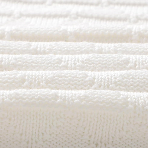 Baby Receiving Blanket for Boys Girls Knit Neutral Swaddle Blankets Soft Lightweight Crib Stroller Blankets for Newborn Infant Toddlers White 30 x...