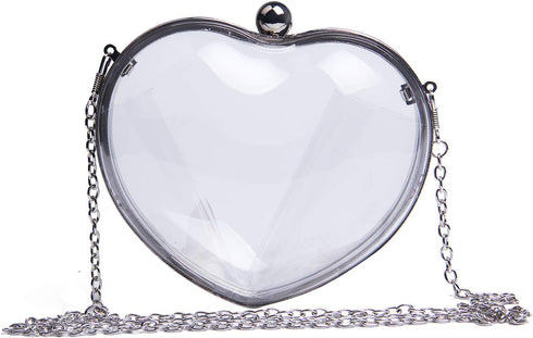 SUKUTU Womens Heart Shape Evening Bag Purse Velvet Party Tote Mini Handbag Clutch Chain Clear Shoulder Bag...