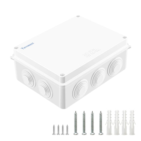 Waterproof Junction Box (7.9"x6.1"x3.1"), Dustproof IP65 Rated Electrical Project Enclosure with 10 Cable Entries - Sturdy ABS Plastic, Easy to Op...