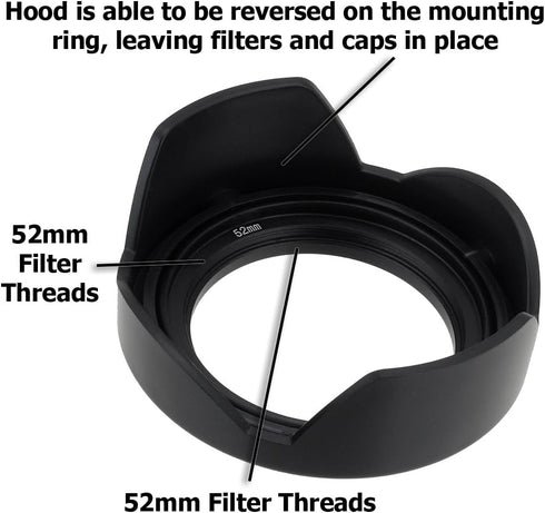 Fotodiox Reversible Flower Lens Hood with 52mm Front Filter Thread, for Nikon D300, D3100, D3200, D5000, D5100, D5200, with 18-55mm f/3.5-5.6G DX ...