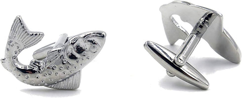 Fish Fisherman Fishing Hook Pair of Cufflinks & Tie Bar Clip...