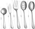5-Piece 18/0 Stainless Steel Serving Set,Large Hostess Set with Round Edge,Mirror Finished,Dishwasher Safe -Spoons, Forks,Butter Knife& Slotted Sp...