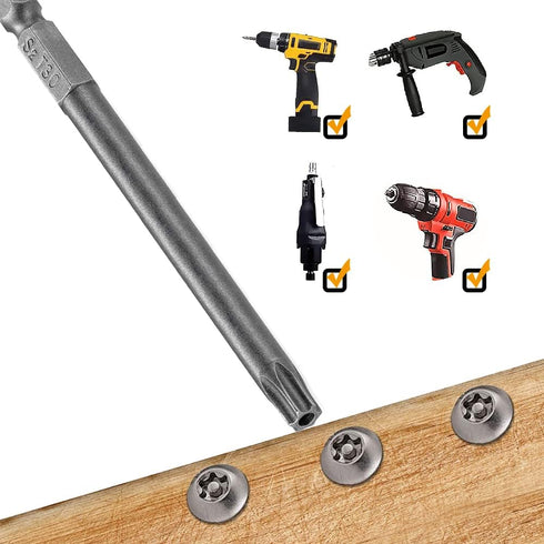 11PCS Torx Head Screwdriver Bit 1/4 inch Hex Shank S2 Steel 100mm Length Magnetic Security Screwdriver Set T6-T40 Star Screwdriver Bits Electric t...