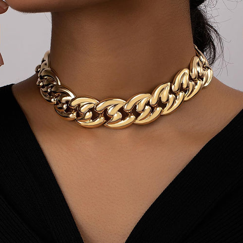 Denifery Dainty Gold Chunky Choker Cuban Link Chain Thick Necklaces Punk Statement Hip Hop Jewelry for Women...