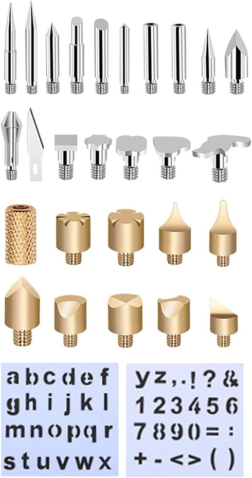 28pc Wood Burning Pen Tips With Stencil Set Soldering Iron Working Carving Burner For Working Tools...