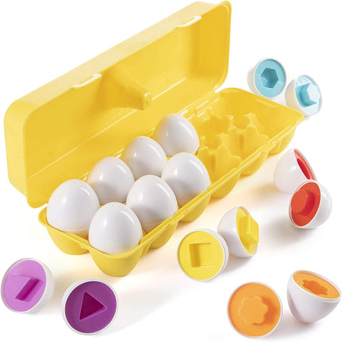 PREXTEX My First Find & Match Easter Matching Eggs w/Yellow Eggs Holder - STEM Toys Educational Toy for Kids & Toddlers to Learn about Shapes & Co...