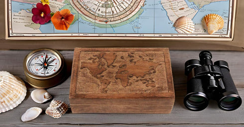 Great Birthday Gift Ideas - Handmade Decorative World Map Wooden Jewelry Box - Treasure Chest, Organizer, Keepsake, Trinket Holder, Watch Box With...