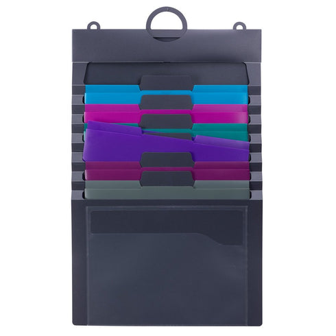 Smead Cascading Wall Organizer Gen 2, 6 Pockets, Letter Size, Gray/Jewel Pockets (92063)...