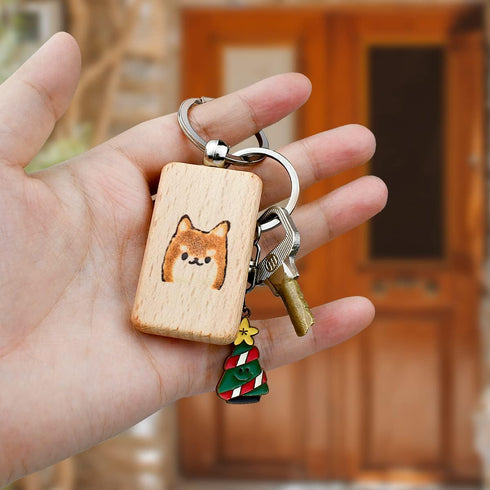 Tenalleys 10Pcs Blanks Rectangle Wooden Keychain 1.2 inch Wood Engraving Unfinished Keychain with 10 pcs Key Rings for DIY Crafts Gift Accessories...