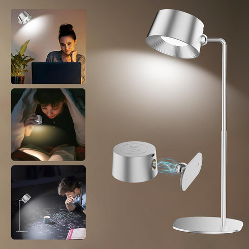 ZAYAZ Wall Sconces, LED Wall Mounted Lamps, LED Reading Lights for Bedroom, Wireless Lamp with 360° Rotate Magnetic Ball with FreeGift Desk Lamp B...