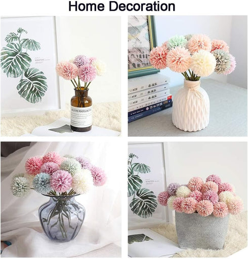10Pcs Artificial Fake Flower Plants Silk Chrysanthemum Ball Hydrangea Arrangements Wedding Bouquets Decor Home Kitchen Garden Party Table Floral C...