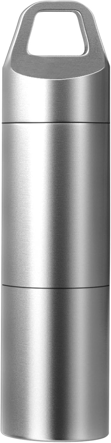 Small Pill Holder Keychain(2 Compartments Design), Portable Metal Pill Case Waterproof Pill Box Container Mini Stainless Steel Pill Organizer for ...