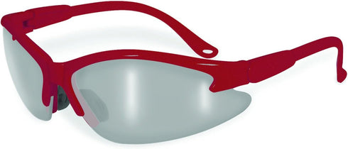 SSP Eyewear Safety Glasses with Red Frames & Silver Mirrored Shatterproof Lenses, COLUMBIA RED M,Silver Mirror - Red...