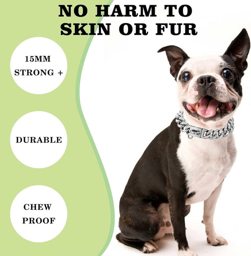 Stainless Steel Silver Gold Dog Collars with Safety Buckle Lock,18K Cuban Link Chain Training Collar,15MM Strong Dog Necklace Heavy Duty Chew Proo...