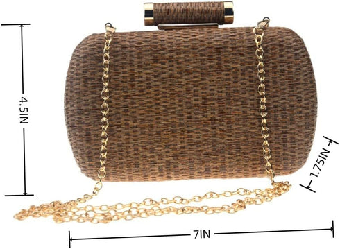 Women's Handwoven Straw Evening Handbags Summer Wallet Clutch Bag Crossbody Mobile Phone Bag...