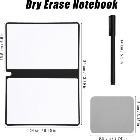 Portable Dry Erase Notebook, Reusable A5 Small Whiteboard with Marker Cleaning Cloth Double-Sided Dry Erase Writing Board for Office School Home B...