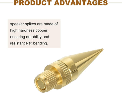 MECCANIXITY 4pcs Gold Speaker Spike Kit Shockproof Adjustable Copper Speaker Spike Isolation with Speaker Spikes Pads Mat for Subwoofer CD DVD Aud...
