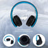 PowerLocus Wireless Bluetooth Over-Ear Stereo Foldable Headphones, Wired Headsets with Built-in Microphone for iPhone, Samsung, LG, iPad (Black/Bl...