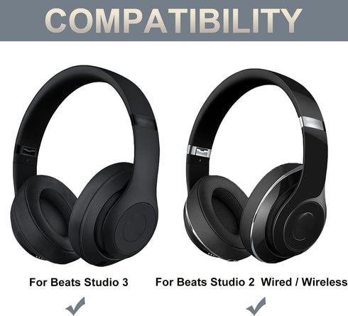 Replacement Ear Pads Protein PU Leather Ear Cushion Compatible with Beats by Dr.Dre Studio 2.0 Studio 3 B0500 B0501 Wired Wireless Over-Ear Headph...