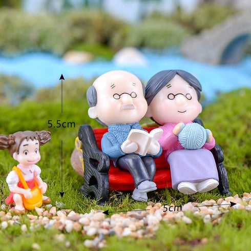 2Pcs Mini Couple Figures Grandma Grandpa Sweety Lovers Old Couple Ornament for Fairy Garden Figurines Miniature Home Decoration...