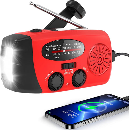 Solar Hand Crank Emergency Weather Radio,NOAA/AM/FM Portable Radio with 3 LED Flashlight 2000mAh Power Bank Cellphone Charger...