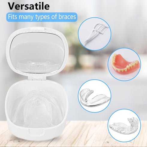 Retainer Case,Mouth Guard Case,Denture Case,Orthodontic Aligner Case With Mirror and Ventilation Holes Night Guard Case,Pink Flower...