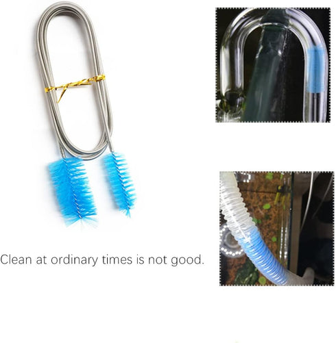 Aquarium Filter Hose Brush, Stainless Steel Long Tube Cleaning Brush, Nylon Tube Brush for Fish Tank, Home Kitchen, Glasses Drinking Straws...