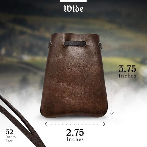Nabob Leather Leather Drawstring Pouch, Coin Bag, Medicine Tobacco Pouch Medieval Reenactment Made in U.S.A Size 3.75" x 2.75"...