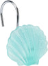 Beach Shower Curtain Hooks, Glow in The Dark, Creative Blue Starfish, Seashell, Conch and Seahorse, Coastal Theme Ocean Seaside Pretty Bathroom Dé...