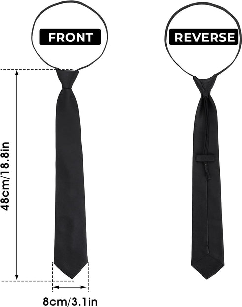 Yolev Black Zipper Tie for Boy Clip-on Neckties Solid Uniform Pre-tied Adjustable Neck Strap Tie for Wedding Graduation...