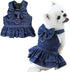 ANIAC Denim Dog Dresses for Small Dogs Puppy Girl Clothes with Leash Ring and Cute Bow Knot Summer Cat Apparel with D-Ring Blue Girl Dog Clothes (...